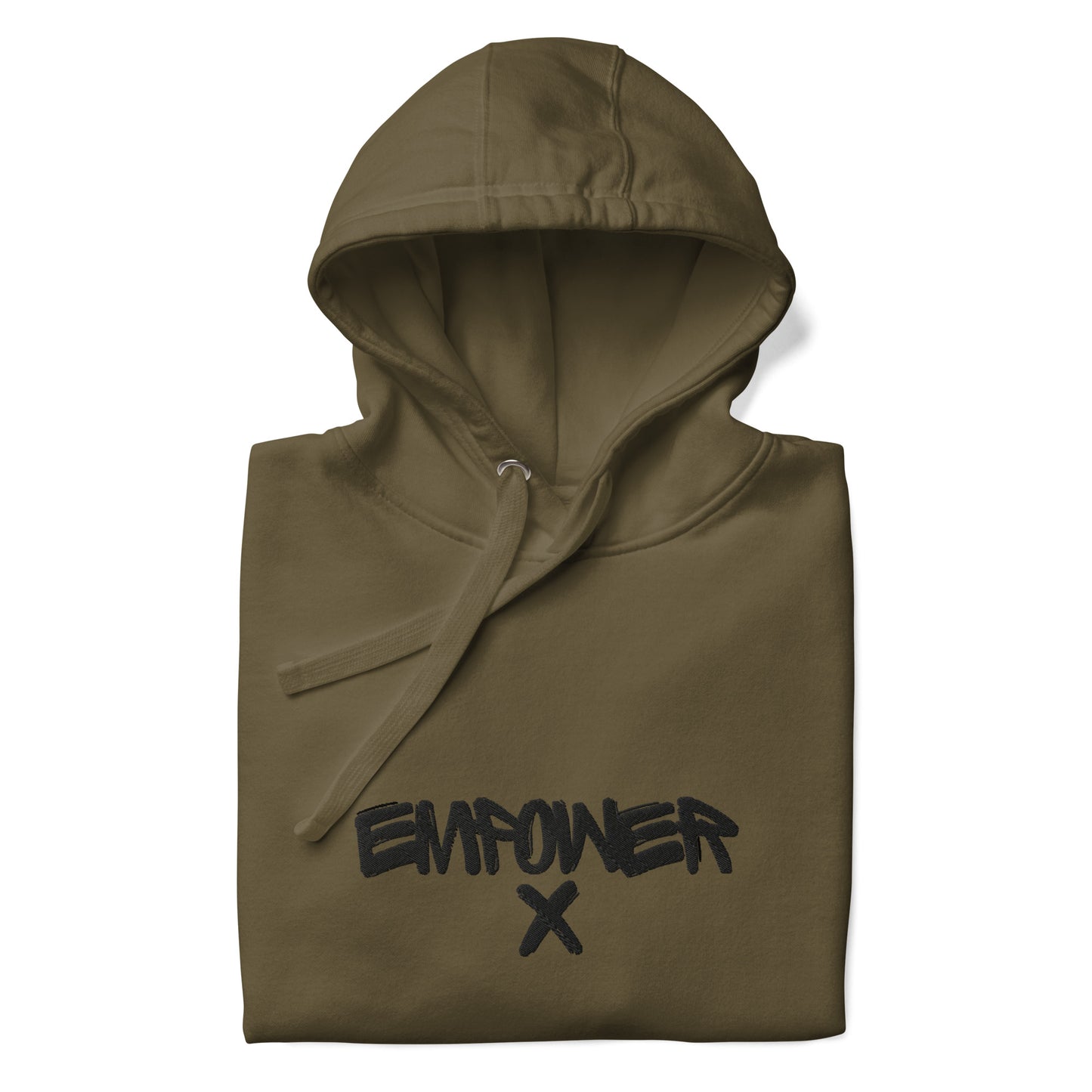 Khaki Green Empower X First Edition Series Black Embroidered Men's Mental Health Hoodie