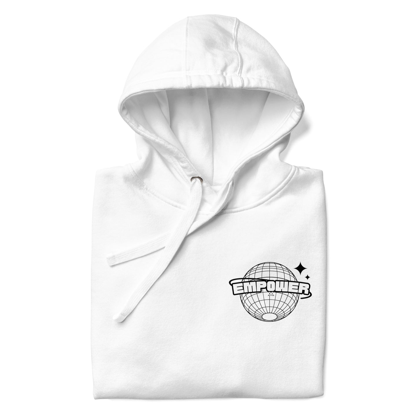 Women's White Empower X Universe Front & Back Print Hoodie