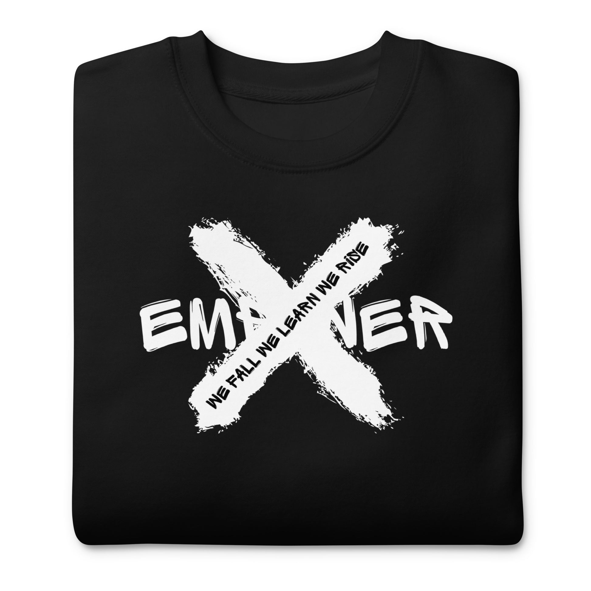 A folded black empower x clothing quote mental health sweatshirt
