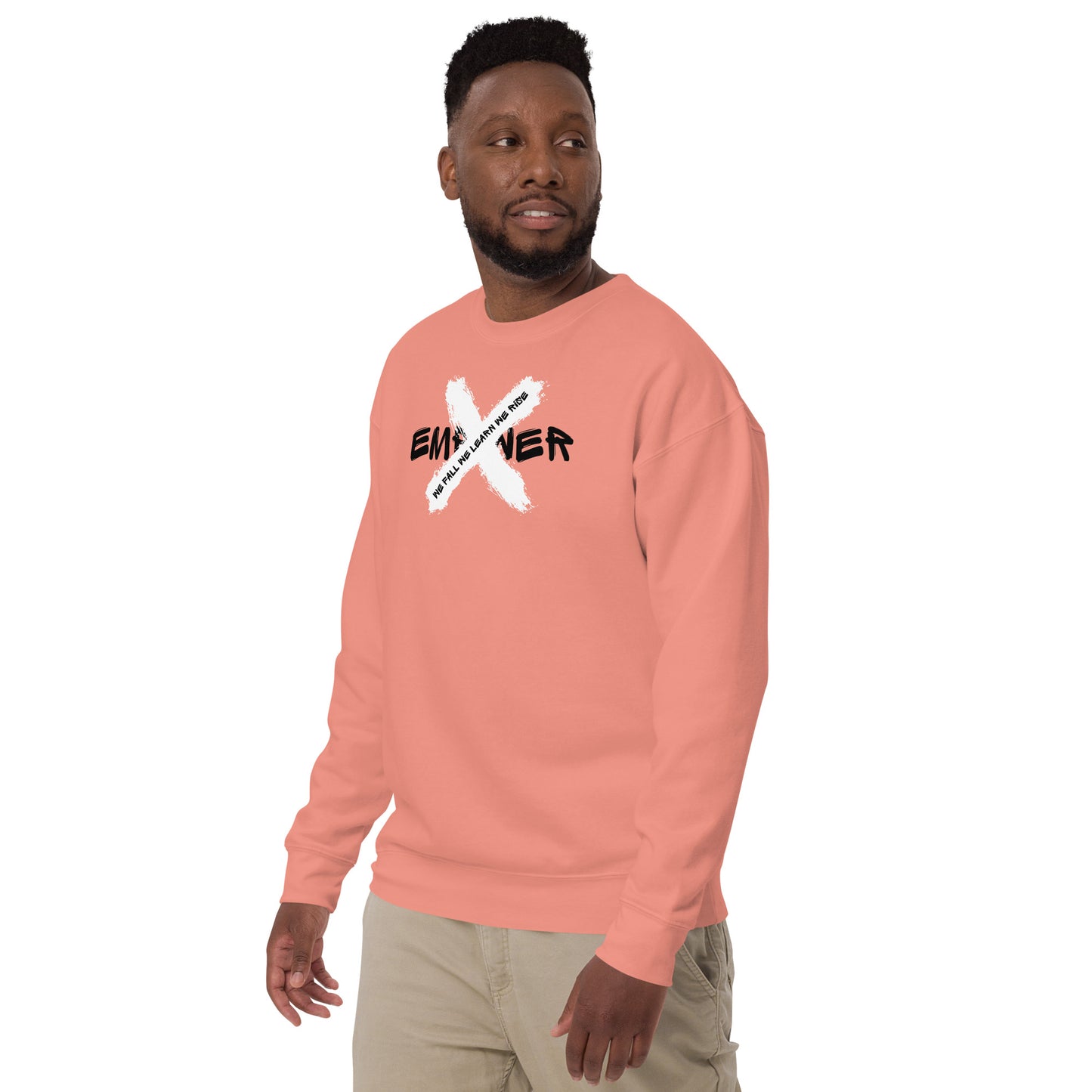 Dusty Rose Men's Empower X "We Fall We Learn We Rise" Quote Sweatshirt Jumper