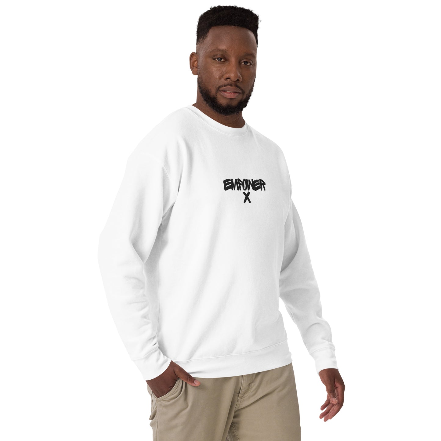 White Mens Empower X First Edition Series Embroidered Sweatshirt Jumper